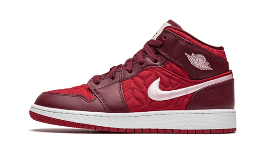 Overkicks - Air Jordan 1 Mid SE Red Quilt (GS) (AV5174-600) - vista lateral