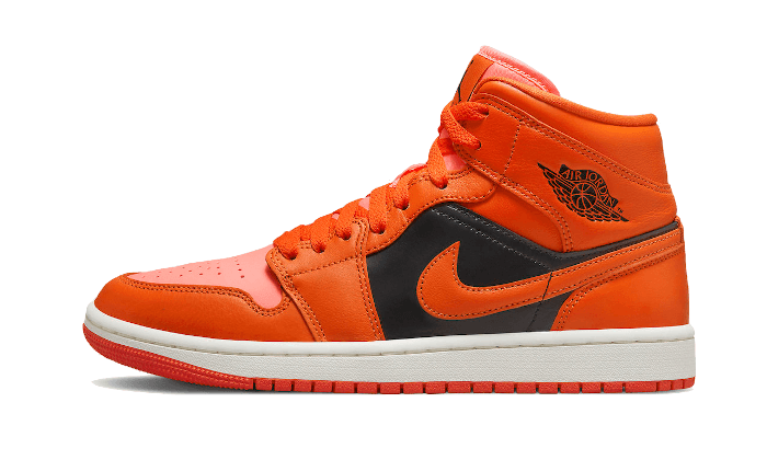 Overkicks - Air Jordan 1 Mid SE Rush Orange Crimson Bliss (DM3381-600) - vista lateral