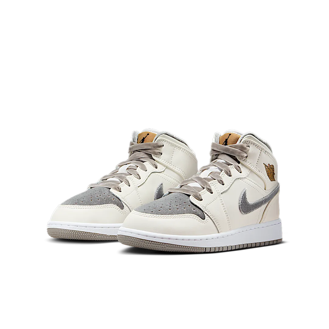 Overkicks - Air Jordan 1 Mid SE Sail Metallic Gold Flat Pewter (GS) (FB9899-100) - imagen 2