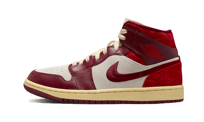 Overkicks - Air Jordan 1 Mid SE Tiki Leaf Team Red (DZ2820-601) - vista lateral