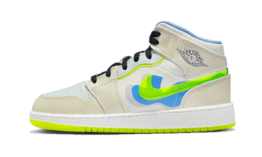 Overkicks - Air Jordan 1 Mid SE Warped Swoosh (GS) (DV1314-017) - vista lateral