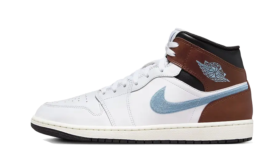 Overkicks - Air Jordan 1 Mid SE White Brown Blue Grey (GS) (FQ8162-142) - vista lateral