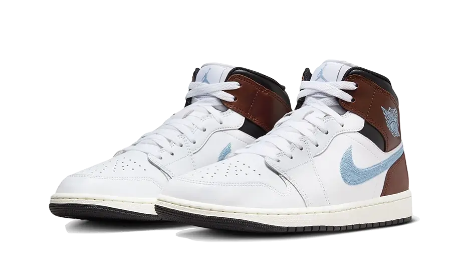 Overkicks - Air Jordan 1 Mid SE White Brown Blue Grey (GS) (FQ8162-142) - imagen 2