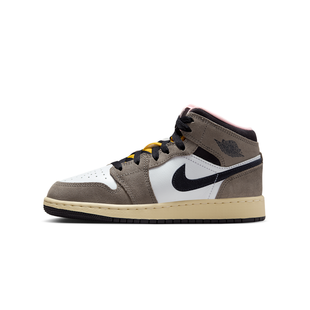 Overkicks - Air Jordan 1 Mid SE White Cave Stone (GS) (HQ2014-100) - vista lateral