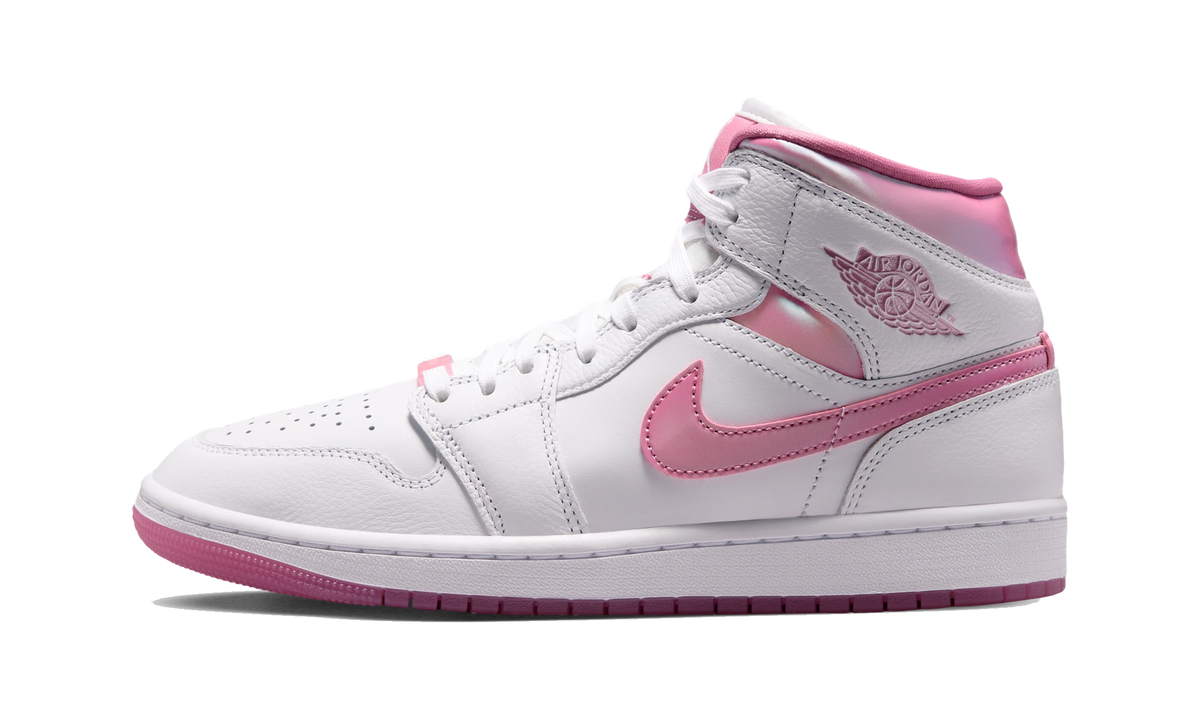 Overkicks - Air Jordan 1 Mid SE White/Desert Berry (IO0669-100) - vista lateral
