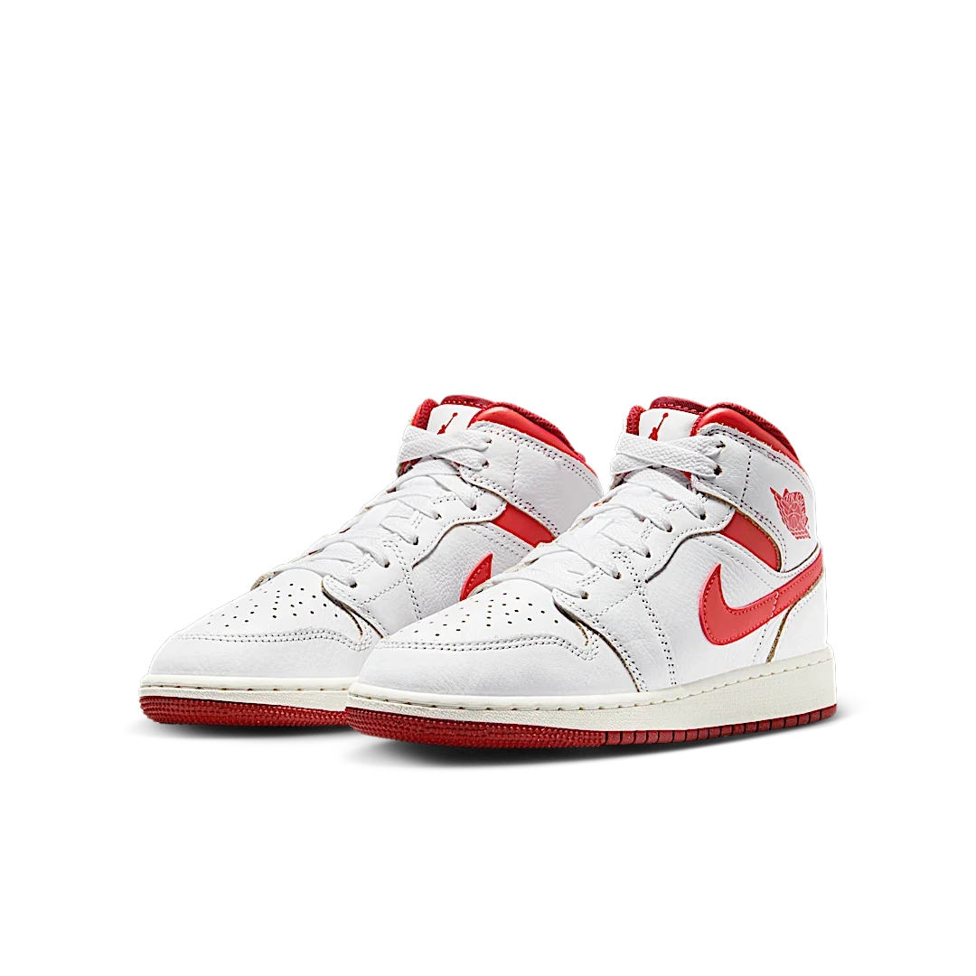 Overkicks - Air Jordan 1 Mid SE White Dune Red (GS) (FJ3464-160) - imagen 2