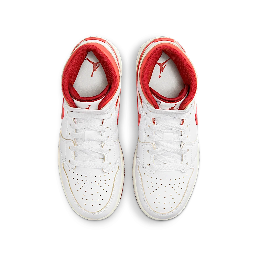 Overkicks - Air Jordan 1 Mid SE White Dune Red (GS) (FJ3464-160) - imagen 3
