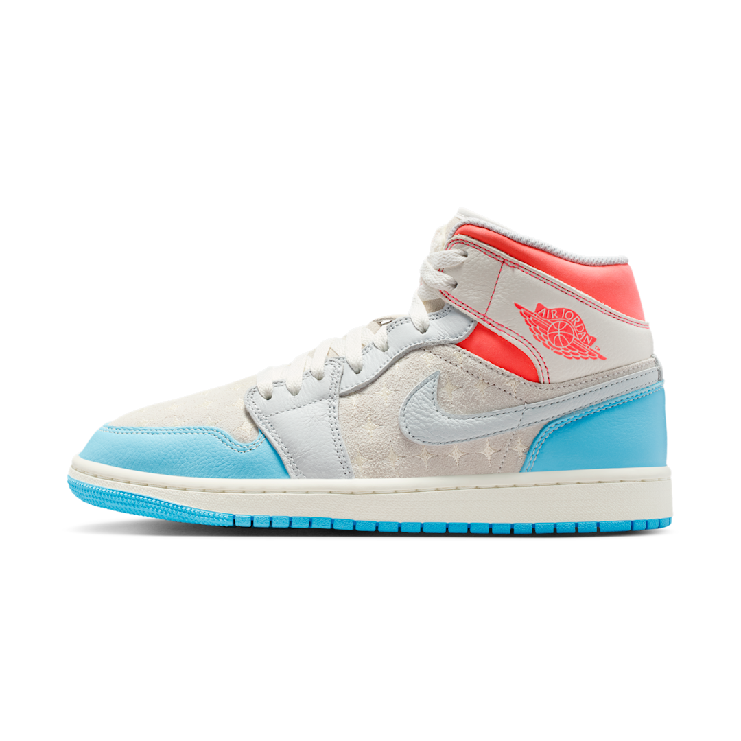 Overkicks - Air Jordan 1 Mid Sail Hot Lava Blue Chill (IM7420-133) - vista lateral
