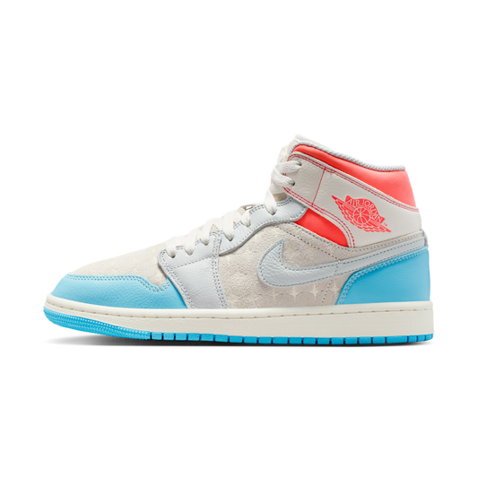 Overkicks - Air Jordan 1 Mid Sail Hot Lava Blue Chill (IM7420-133) - vista lateral