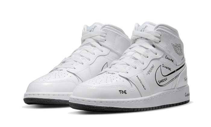 Overkicks - Air Jordan 1 Mid Schematic (GS) (DQ1864-100) - imagen 2