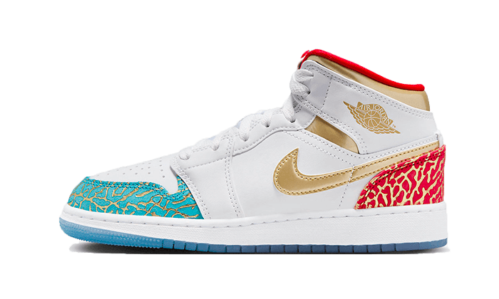 Overkicks - Air Jordan 1 Mid Sneaker School NC to Chicago (GS) (FB2212-100) - vista lateral