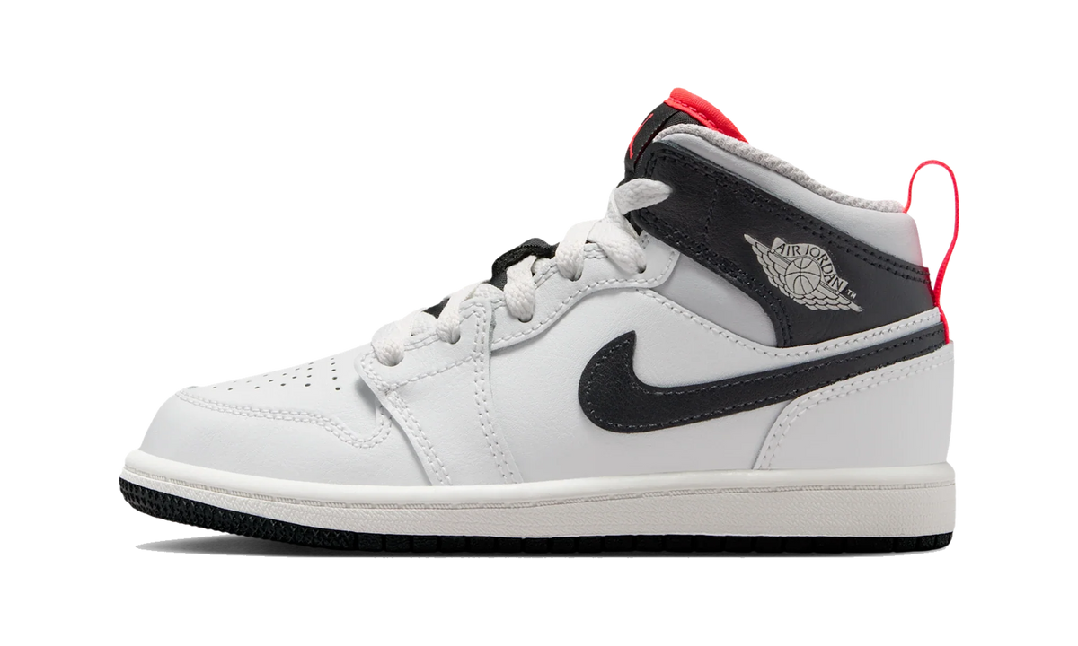 Overkicks - Air Jordan 1 Mid Summit White Infrared Black (PS) (DQ8424-109) - vista lateral