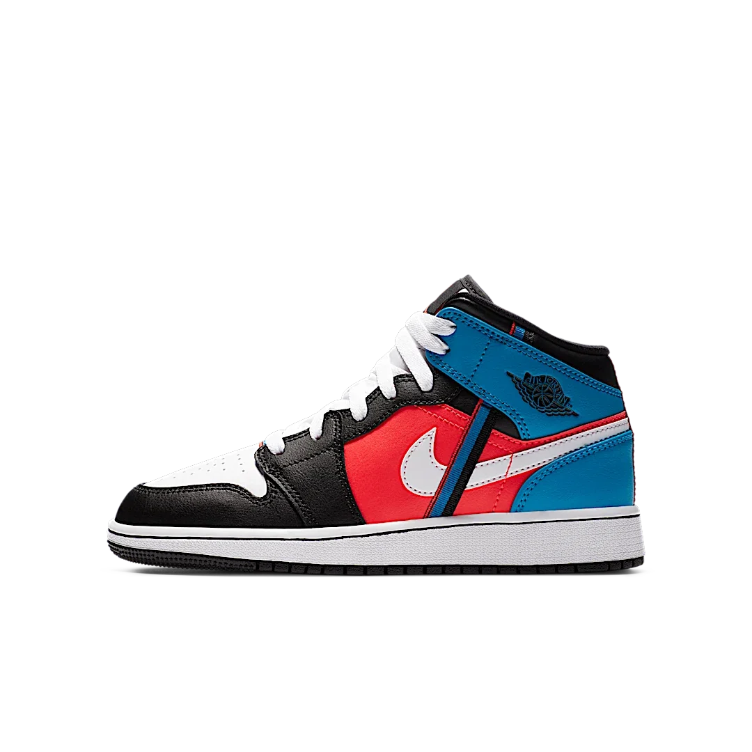Overkicks - Air Jordan 1 Mid Tri Color Ribbons (GS) (CV4891-001) - vista lateral