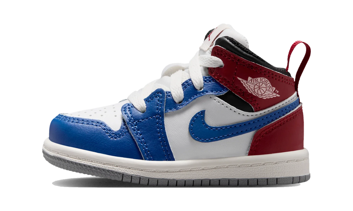Overkicks - Air Jordan 1 Mid True Blue Varsity Red (TD) (DQ8425-406) - vista lateral