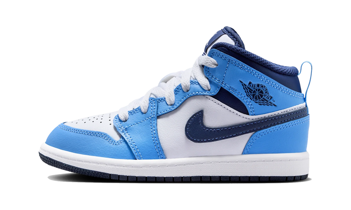 Overkicks - Air Jordan 1 Mid University Blue Midnight Navy (PS) (DQ8424-405) - vista lateral