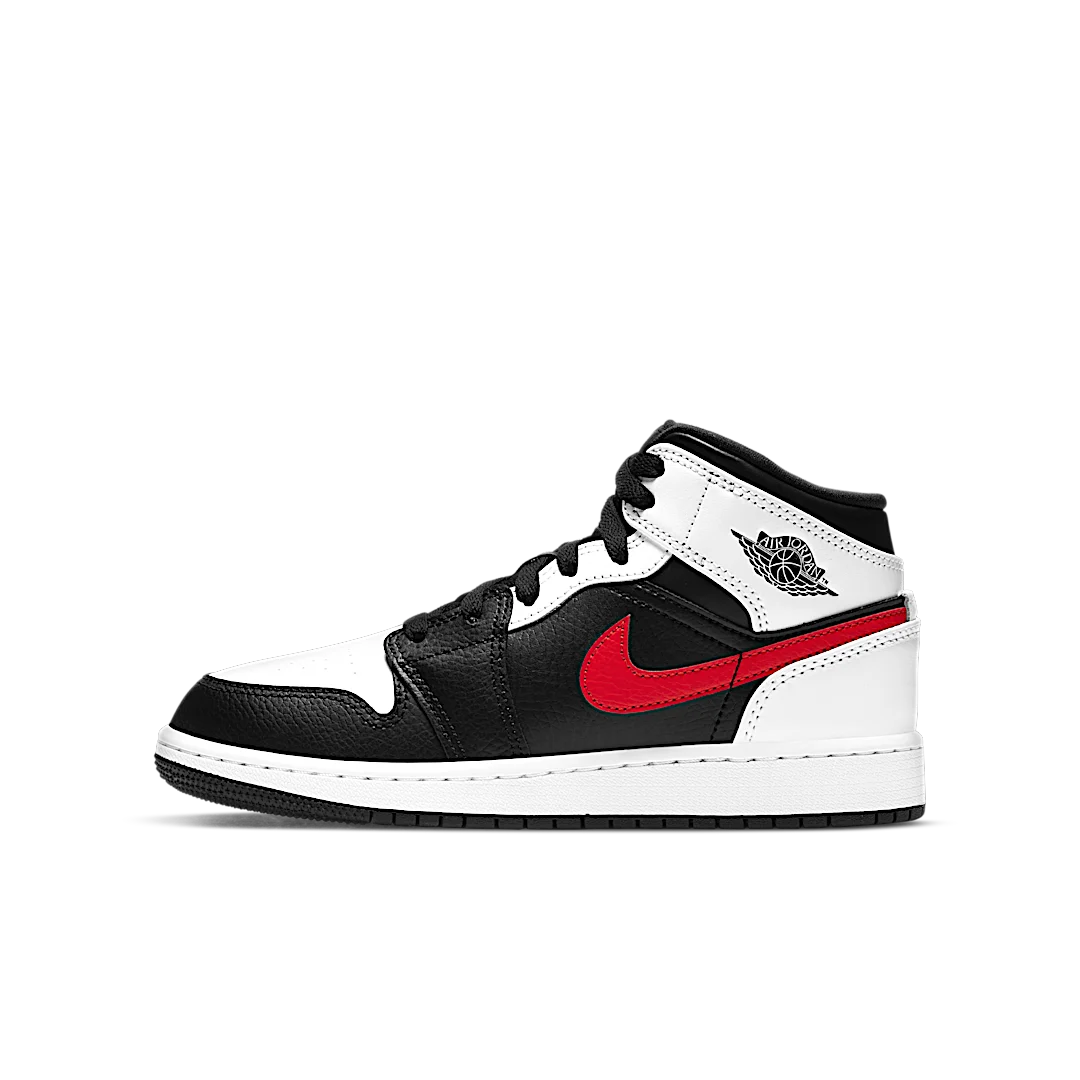 Overkicks - Air Jordan 1 Mid White Black Chile Red (554725-075) - vista lateral