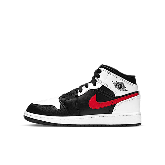 Overkicks - Air Jordan 1 Mid White Black Chile Red (554725-075) - vista lateral