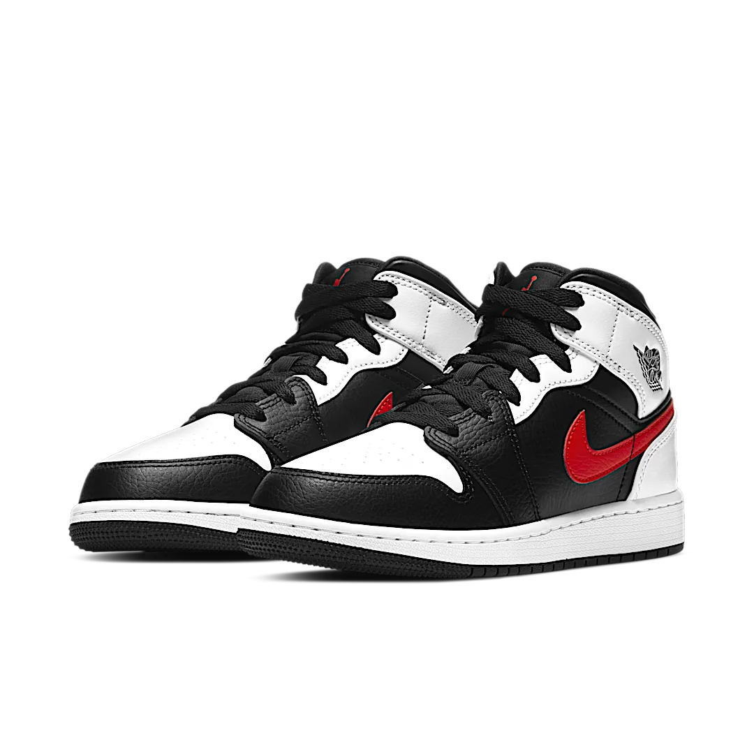 Overkicks - Air Jordan 1 Mid White Black Chile Red (554725-075) - vista trasera