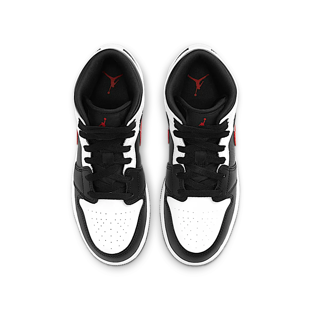 Overkicks - Air Jordan 1 Mid White Black Chile Red (554725-075) - par completo
