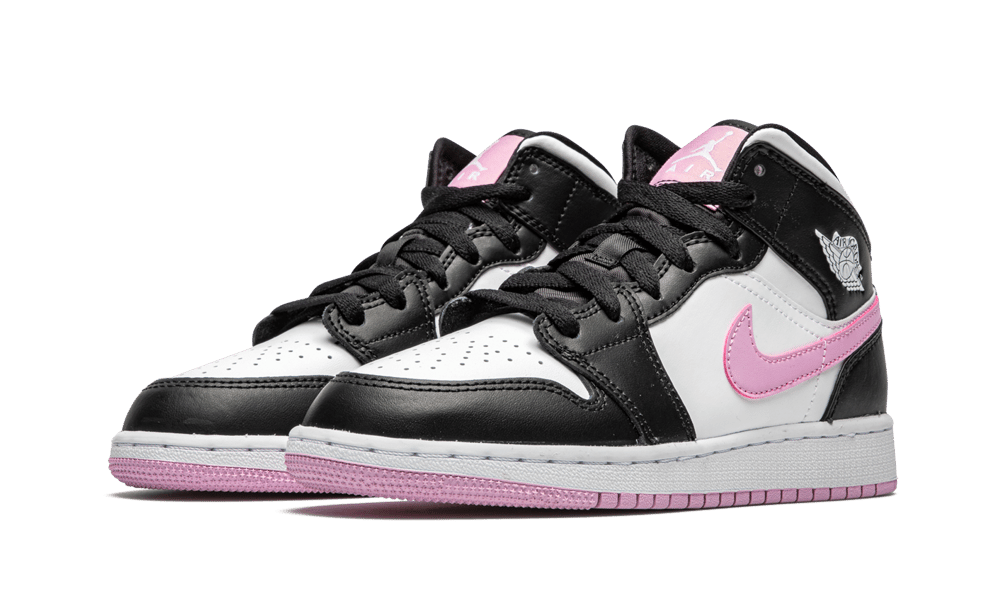 Overkicks - Air Jordan 1 Mid White Black Light Arctic Pink (GS) (555112-103) - imagen 2