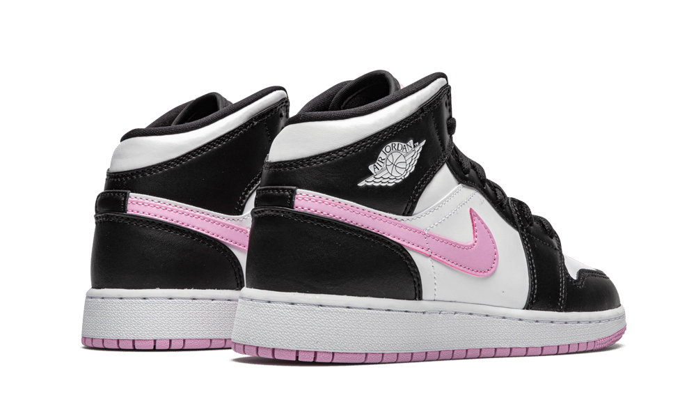 Overkicks - Air Jordan 1 Mid White Black Light Arctic Pink (GS) (555112-103) - imagen 3