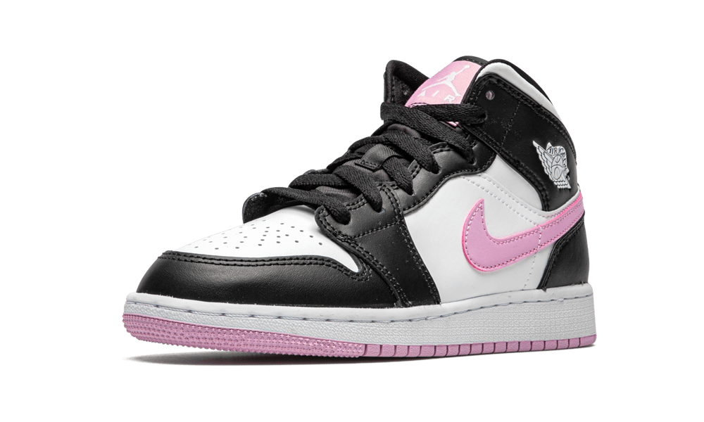 Overkicks - Air Jordan 1 Mid White Black Light Arctic Pink (GS) (555112-103) - imagen 4