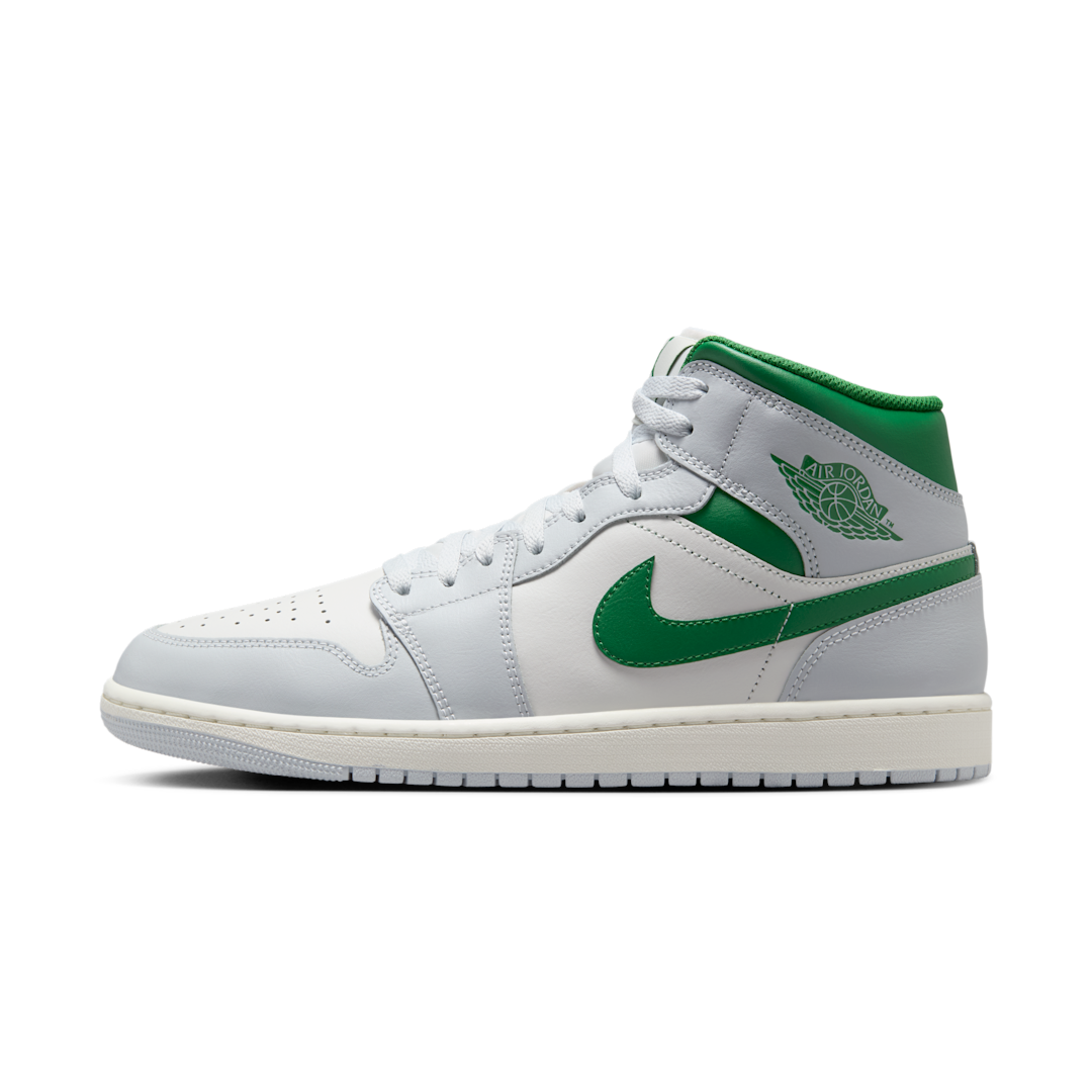 Overkicks - Air Jordan 1 Mid White Pure Platinum Pine Green (DQ8426-142) - vista lateral