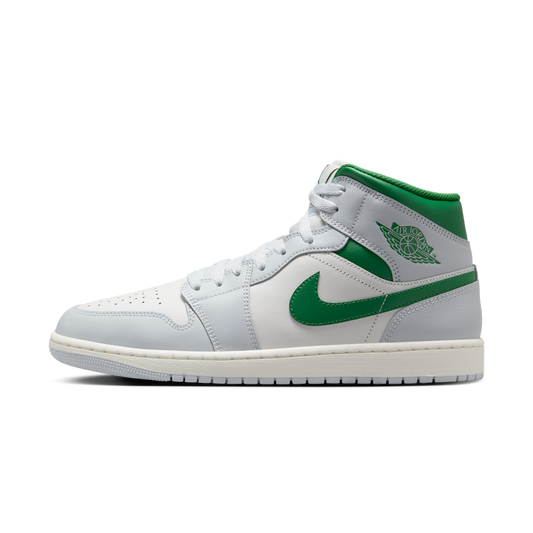 Overkicks - Air Jordan 1 Mid White Pure Platinum Pine Green (DQ8426-142) - vista lateral