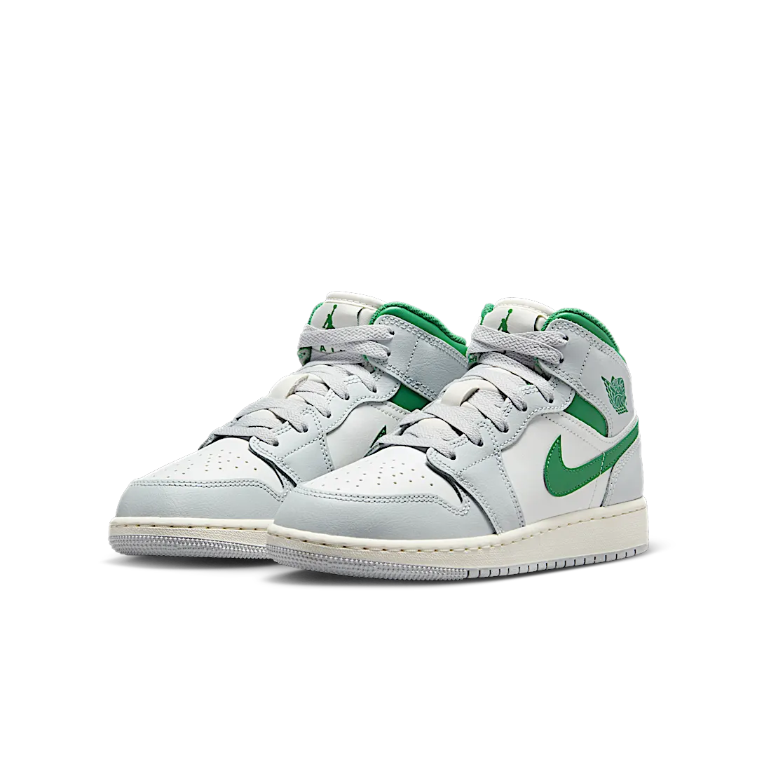 Overkicks - Air Jordan 1 Mid White Pure Platinum Pine Green (GS) (DQ8423-142) - imagen 2