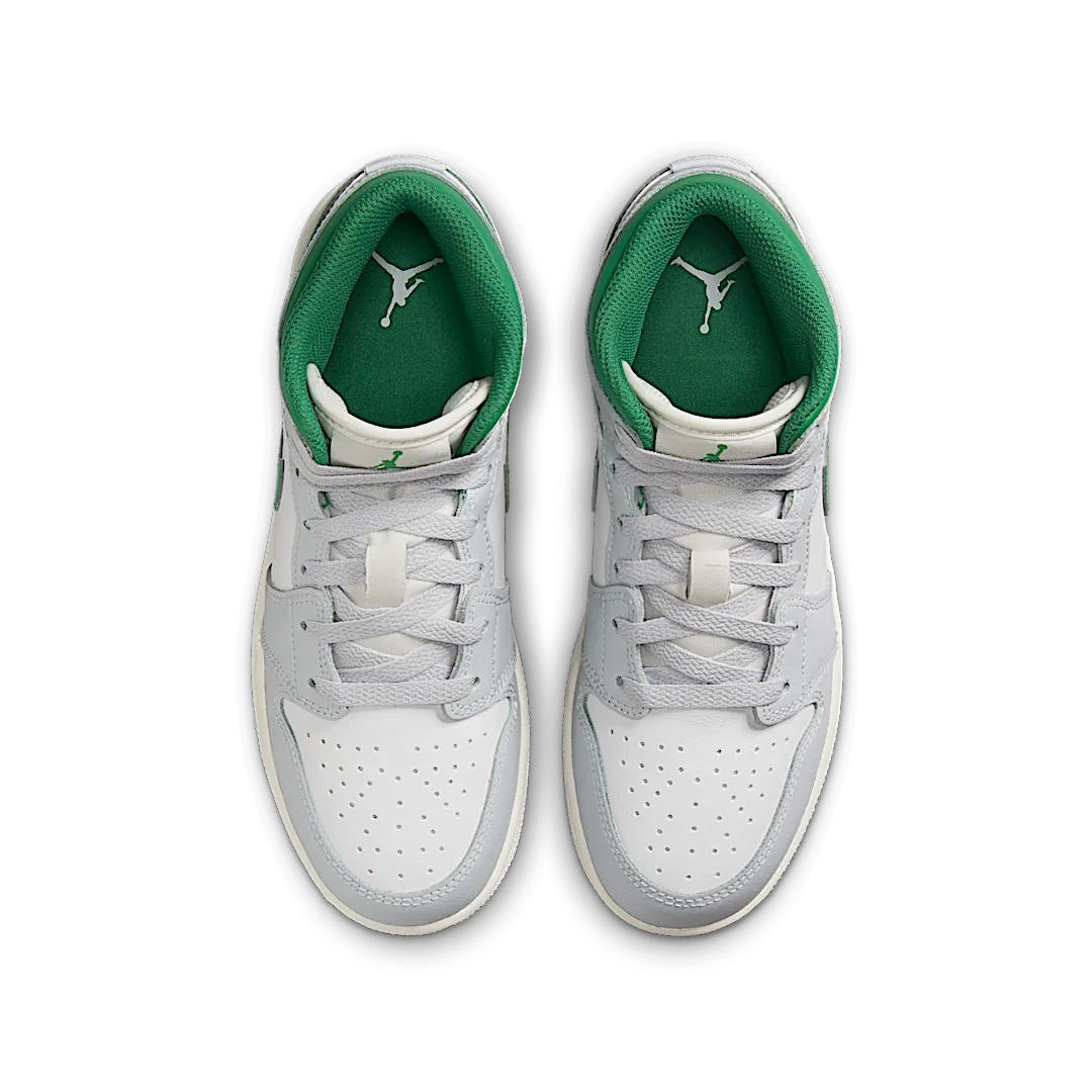 Overkicks - Air Jordan 1 Mid White Pure Platinum Pine Green (GS) (DQ8423-142) - imagen 3