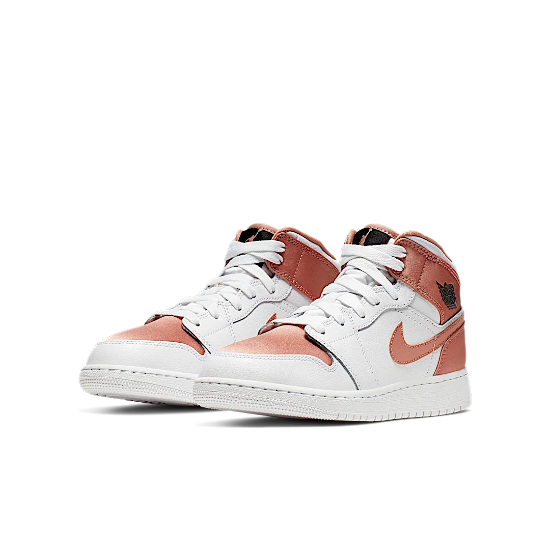 Overkicks - Air Jordan 1 Mid White Rose Gold (GS) (555112-190) - imagen 2