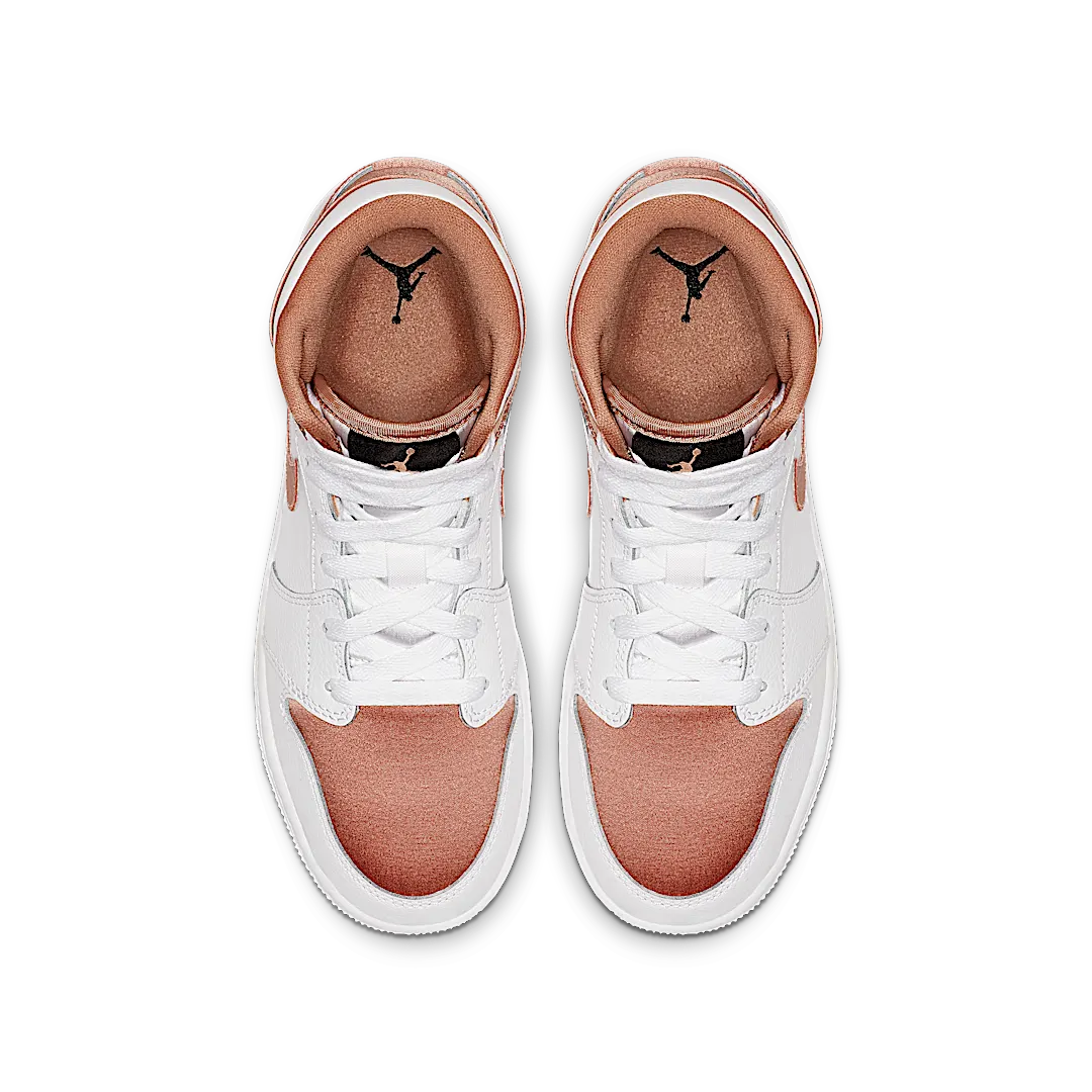 Overkicks - Air Jordan 1 Mid White Rose Gold (GS) (555112-190) - imagen 3