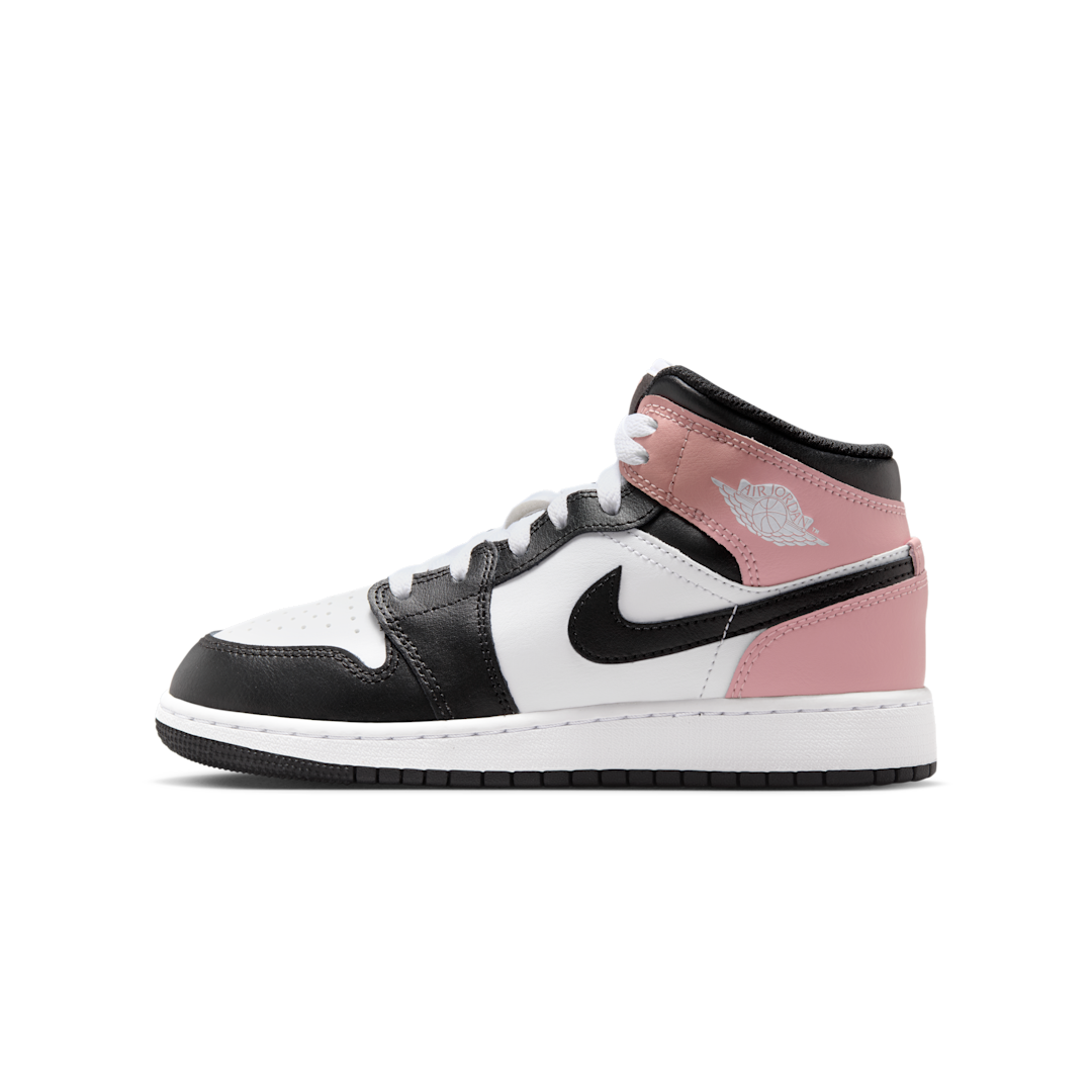 Overkicks - Air Jordan 1 Mid White Rust Pink Black (GS) (DQ8423-100) - vista lateral