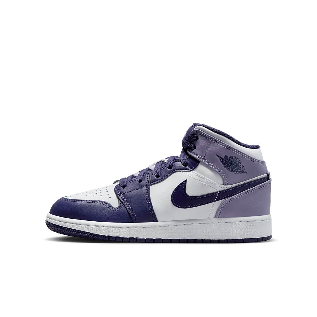 Overkicks - Air Jordan 1 Mid White Sky J Purple (GS) (DQ8423-515) - vista lateral