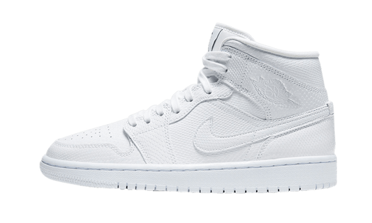 Overkicks - Air Jordan 1 Mid White Snakeskin (BQ6472-110) - vista lateral