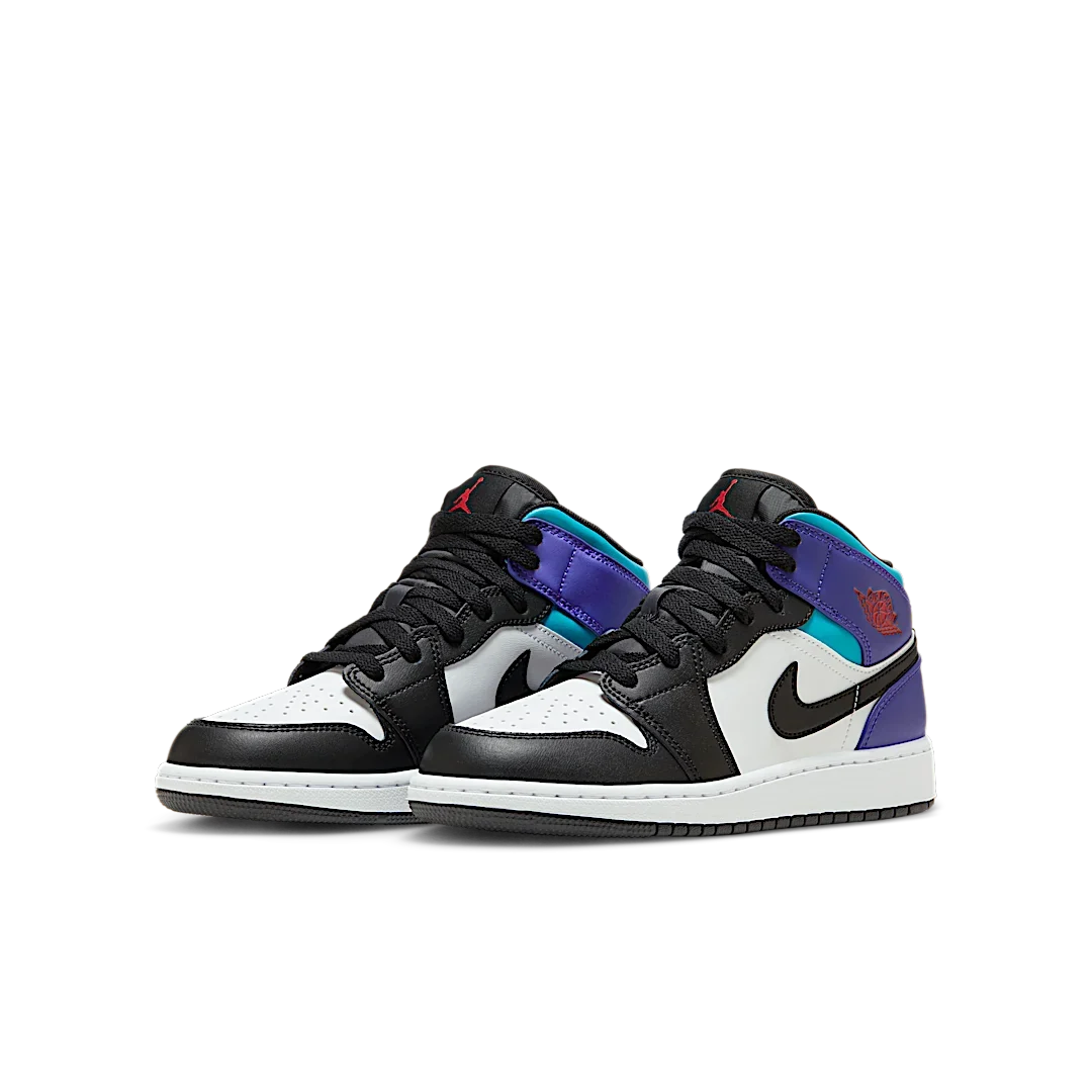 Overkicks - Air Jordan 1 Mid White True Red Aquamarine Black (GS) (DQ8423-154) - imagen 2
