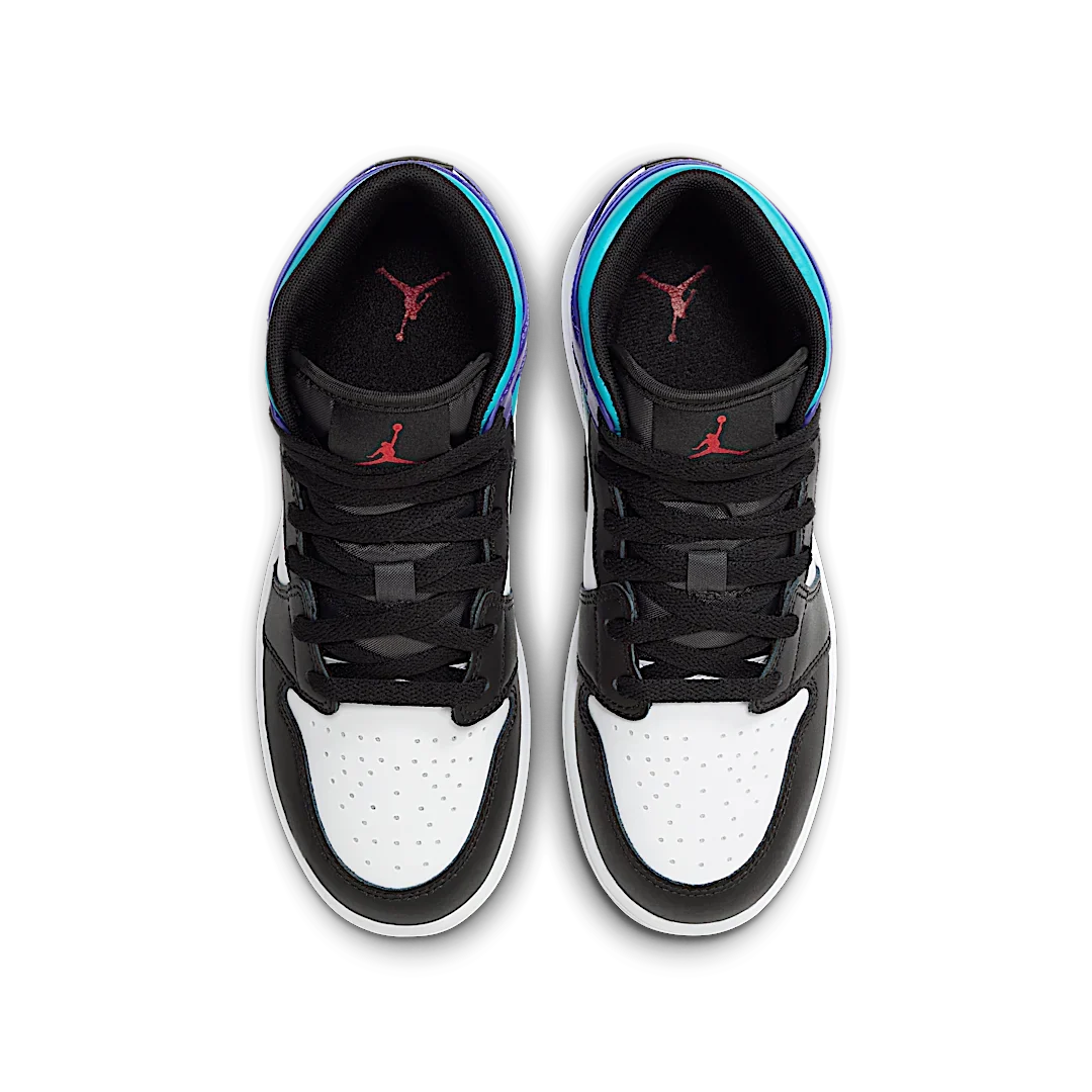 Overkicks - Air Jordan 1 Mid White True Red Aquamarine Black (GS) (DQ8423-154) - imagen 3