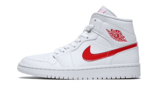 Overkicks - Air Jordan 1 Mid White University Red (BQ6472-106) - vista lateral