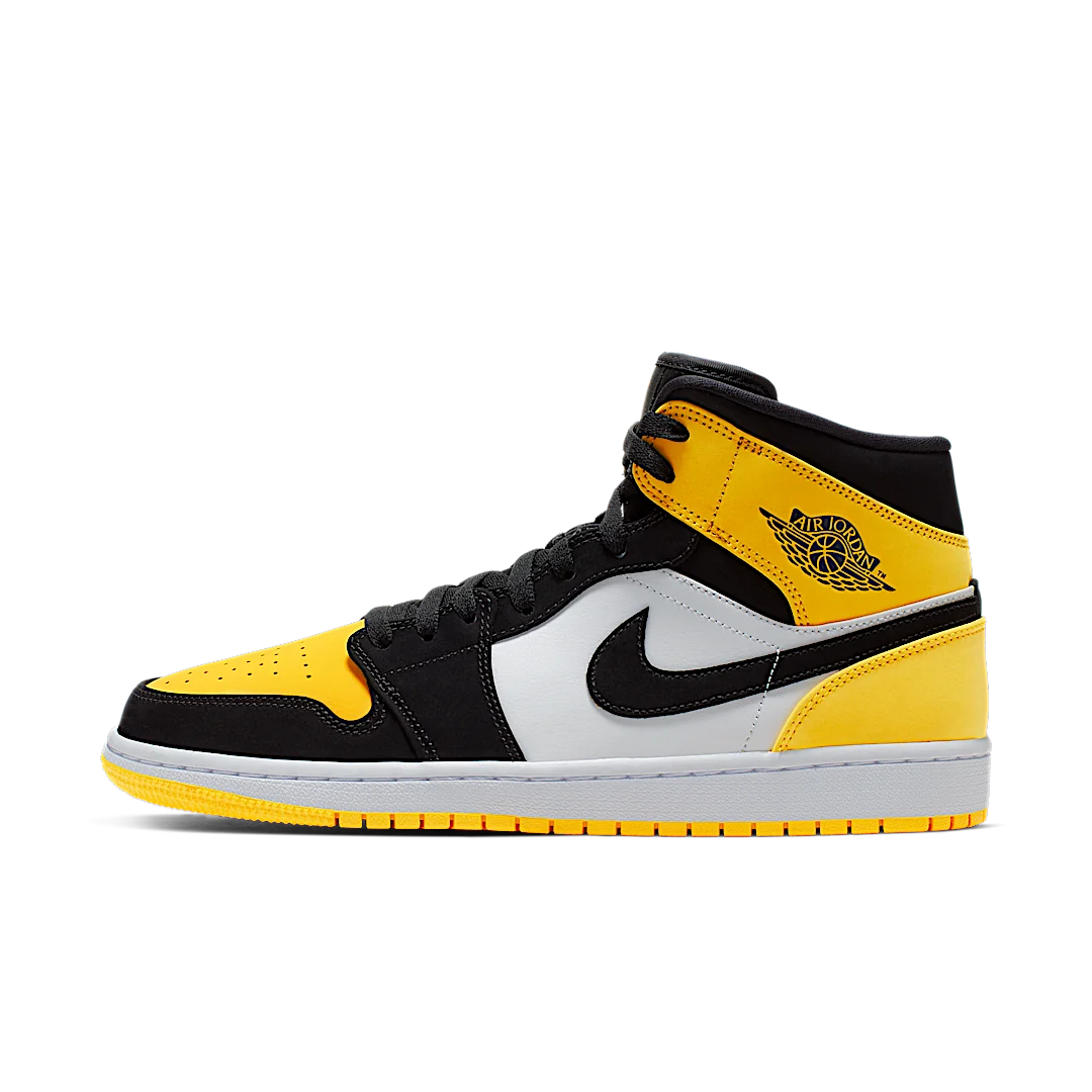 Overkicks - Air Jordan 1 Mid Yellow Toe Black (852542-071) - vista lateral