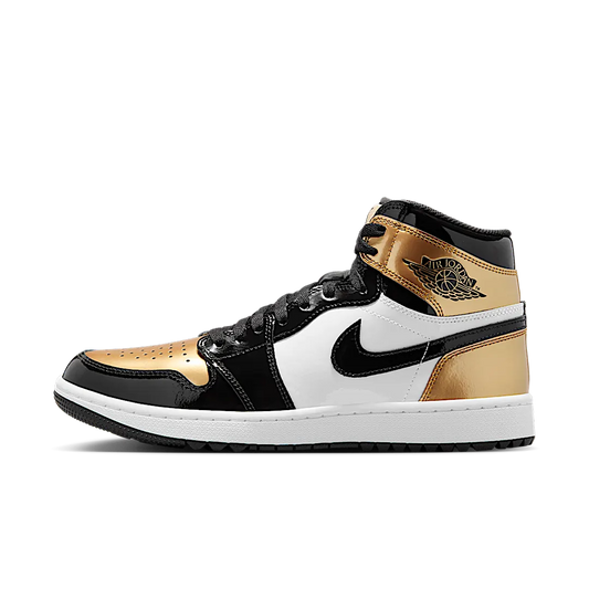 Overkicks - Air Jordan 1 Retro High Golf Patent Gold Toe (DQ0660-002) - vista lateral