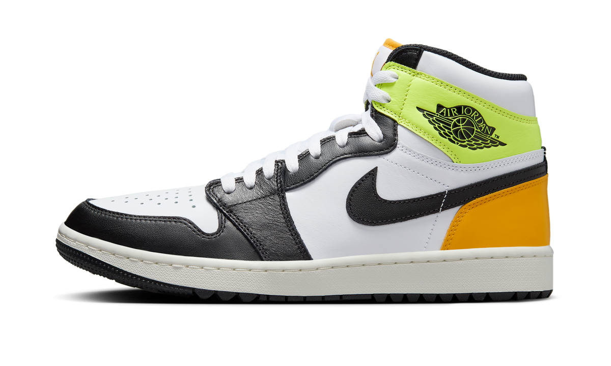 Overkicks - Air Jordan 1 Retro High Golf White University Gold Volt Black (DQ0660-105) - vista lateral