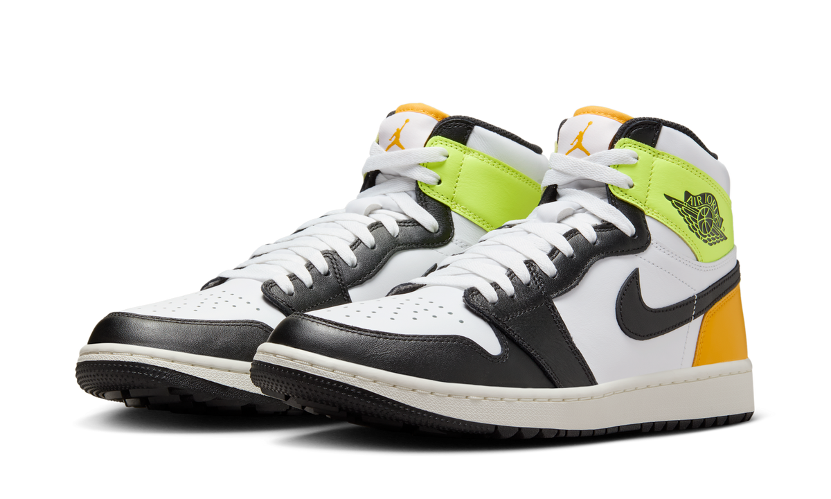 Overkicks - Air Jordan 1 Retro High Golf White University Gold Volt Black (DQ0660-105) - vista trasera