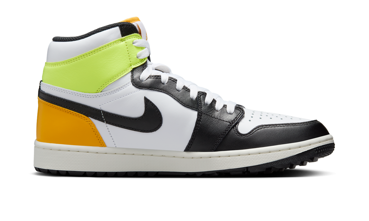 Overkicks - Air Jordan 1 Retro High Golf White University Gold Volt Black (DQ0660-105) - detalle suela