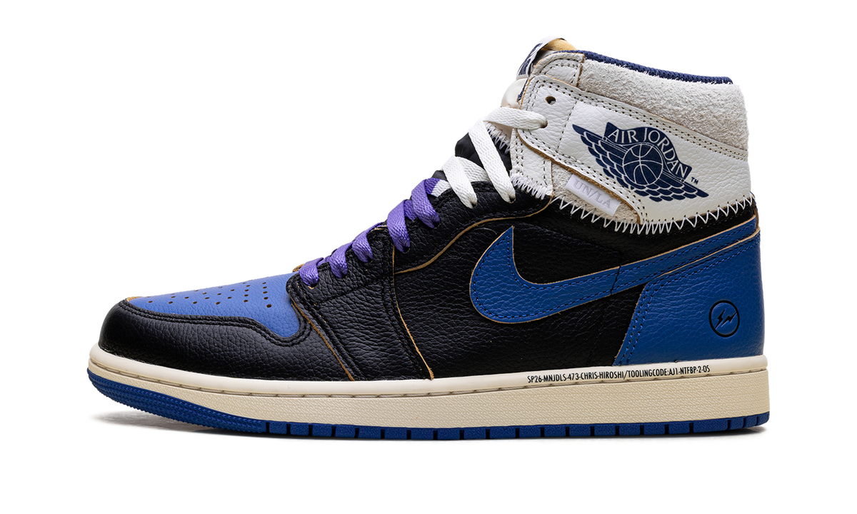 Overkicks - Air Jordan 1 Retro High OG SP Fragment x Union LA Sport Royal (IO7847-001) - vista lateral