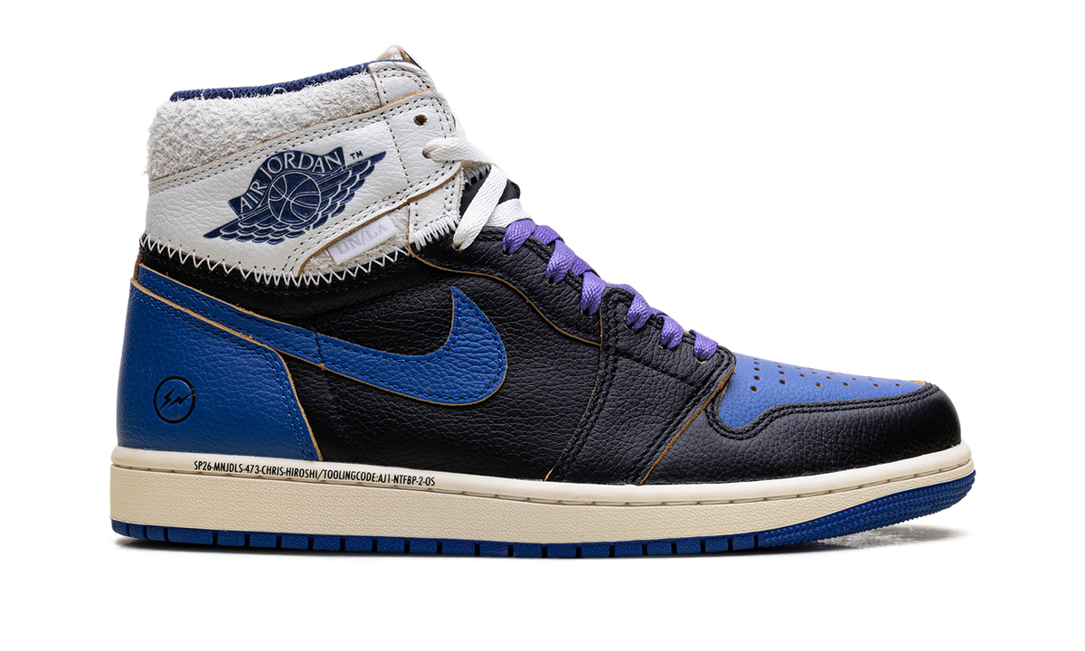Overkicks - Air Jordan 1 Retro High OG SP Fragment x Union LA Sport Royal (IO7847-001) - detalle talón
