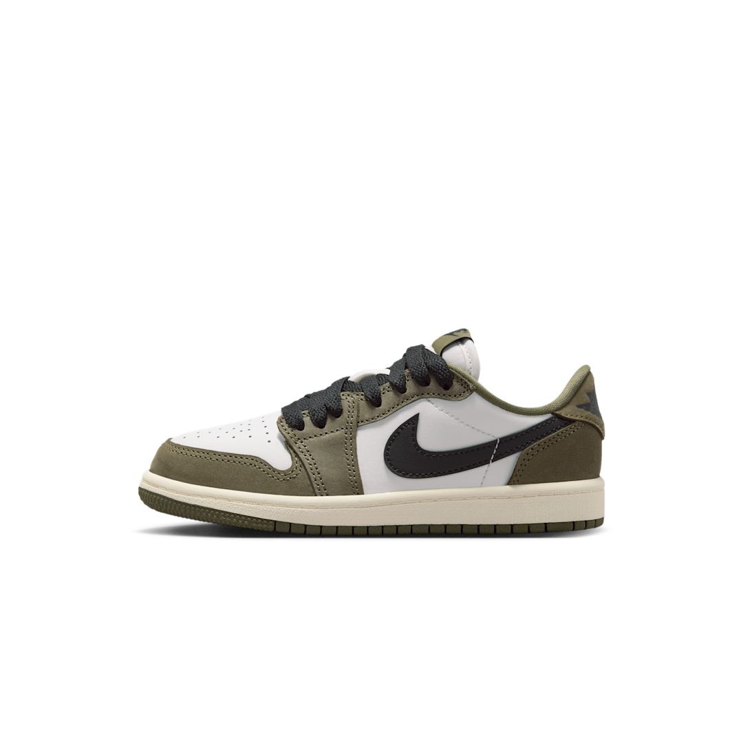 Overkicks - Air Jordan 1 Retro Low OG Medium Olive (PS) (HQ6996-200) - vista lateral
