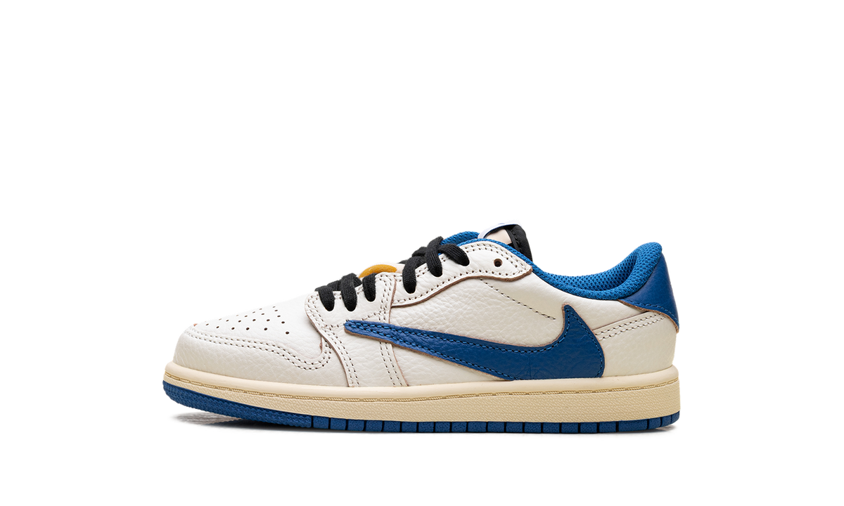 Overkicks - Air Jordan 1 Retro Low OG SP Fragment x Travis Scott Sail Military Blue (PS) (DO5442-104) - vista lateral