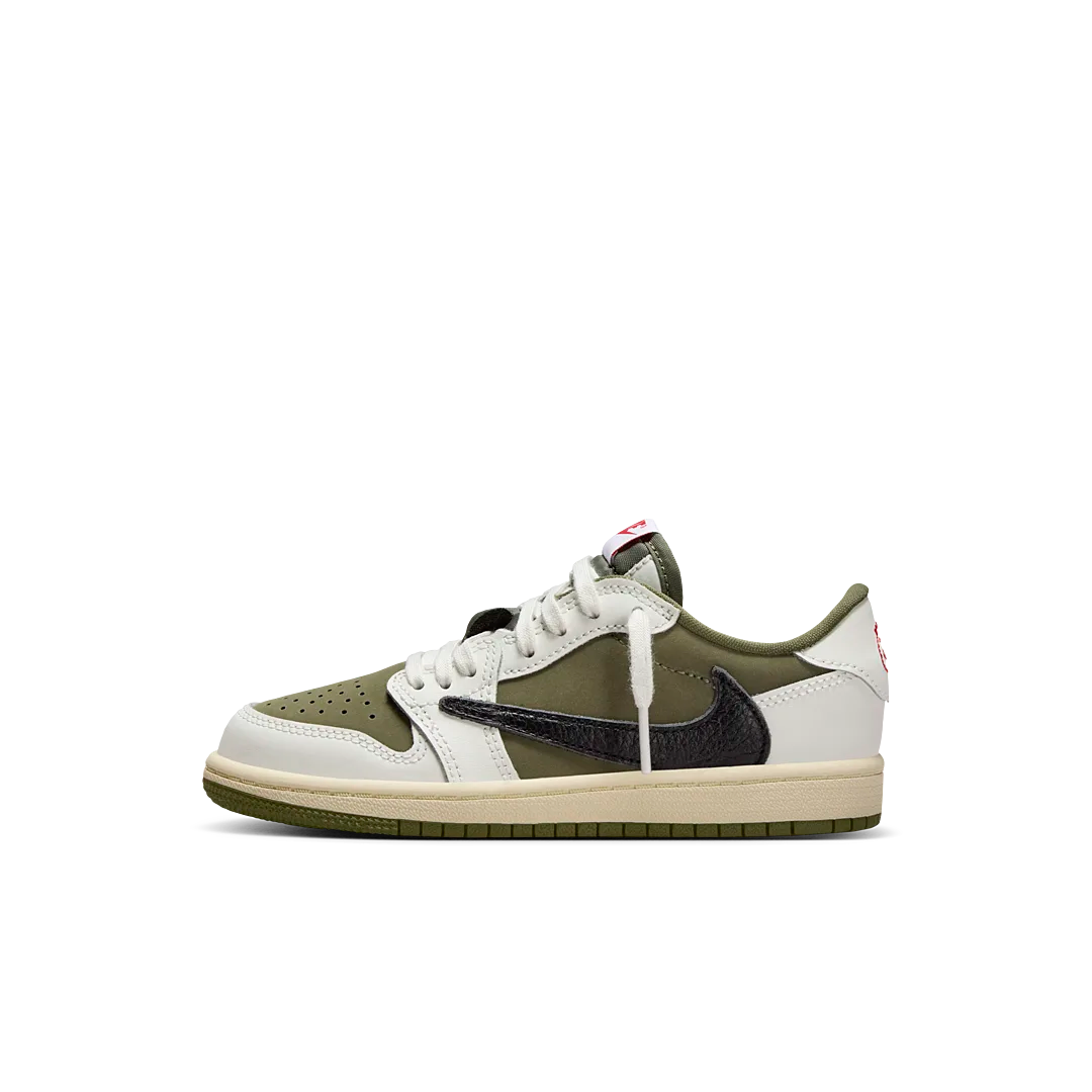 Overkicks - Air Jordan 1 Retro Low OG SP Travis Scott Medium Olive (PS) (DO5442-200) - vista lateral