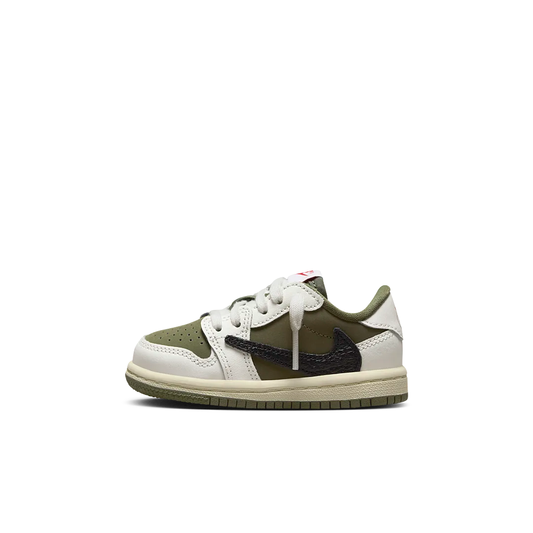 Overkicks - Air Jordan 1 Retro Low OG SP Travis Scott Medium Olive (TD) (DO5441-200) - vista lateral