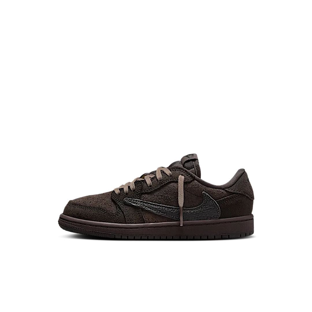 Overkicks - Air Jordan 1 Retro Low OG SP Travis Scott Velvet Brown (PS) (DO5442-202) - vista lateral